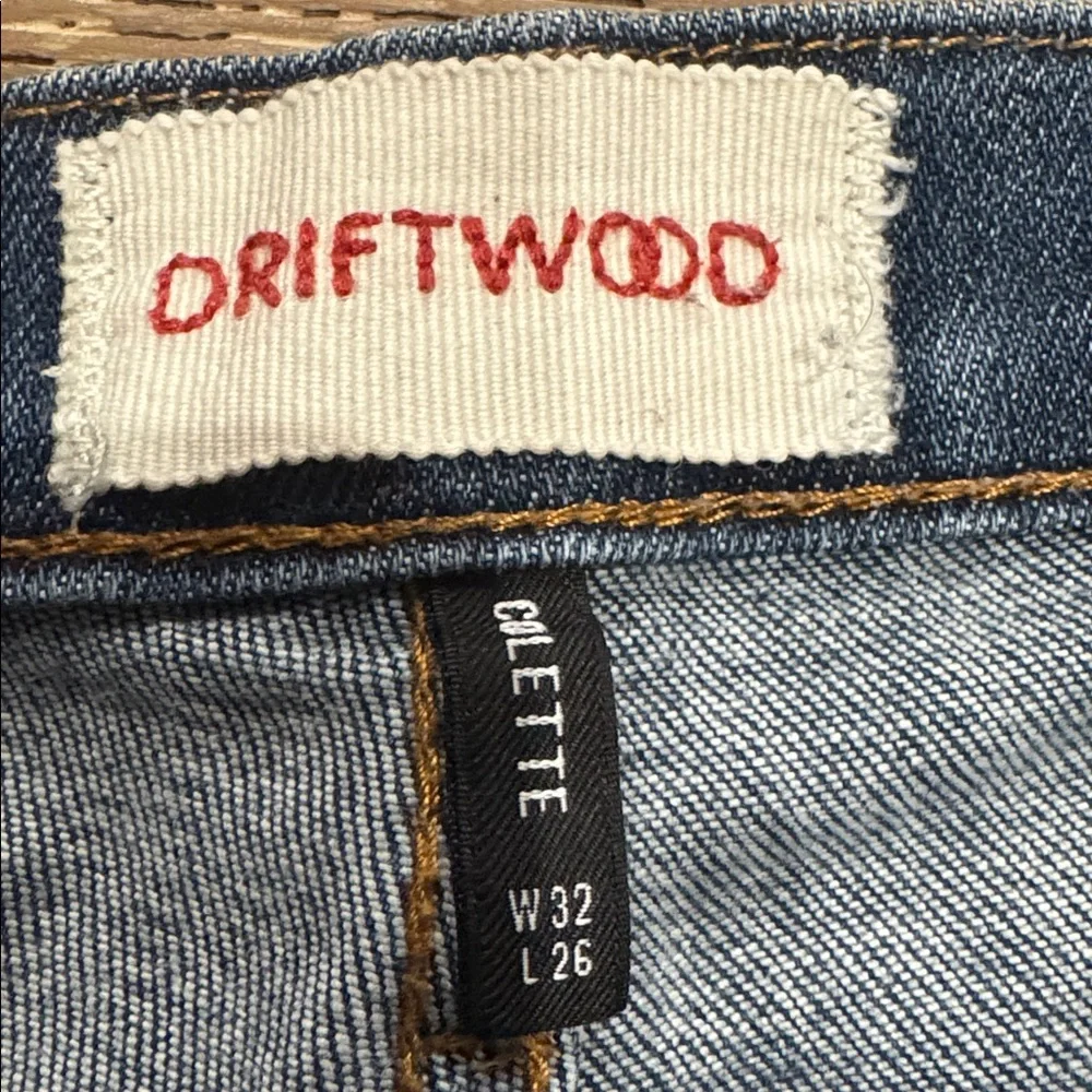 Driftwood Colette Embroidered Cropped Flare Jeans W32 L26 Boho Raw Hem - Picture 2 of 4